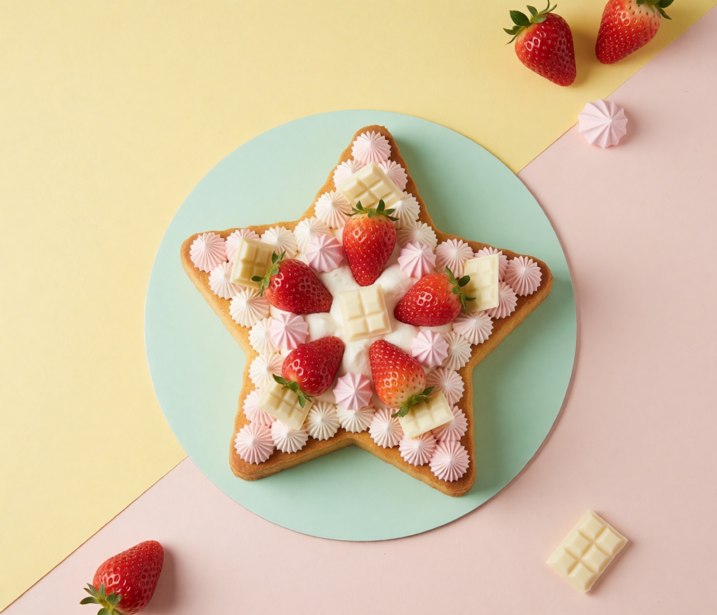 Cream tart a stella con fragole e cioccolato bianco