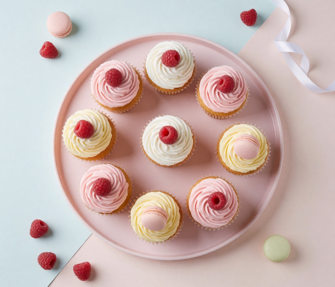 Cupcake con crema pastello disposti in cerchio